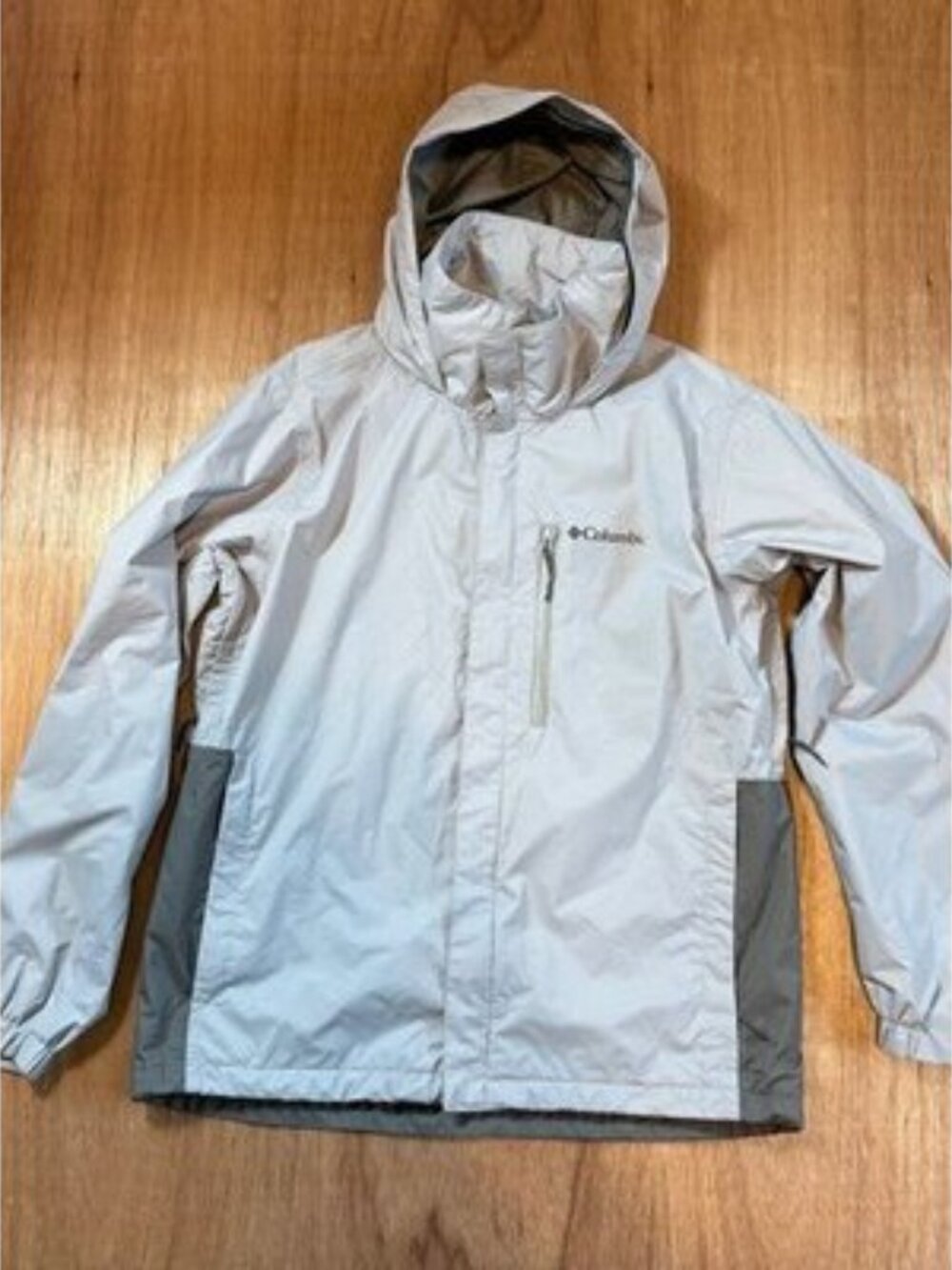Columbia Omni-Tech Rain Jacket Men's M Gray Colorblock Hooded Full Zip